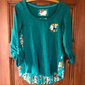 Anthropologie Paper Locket Pleated Floral Top